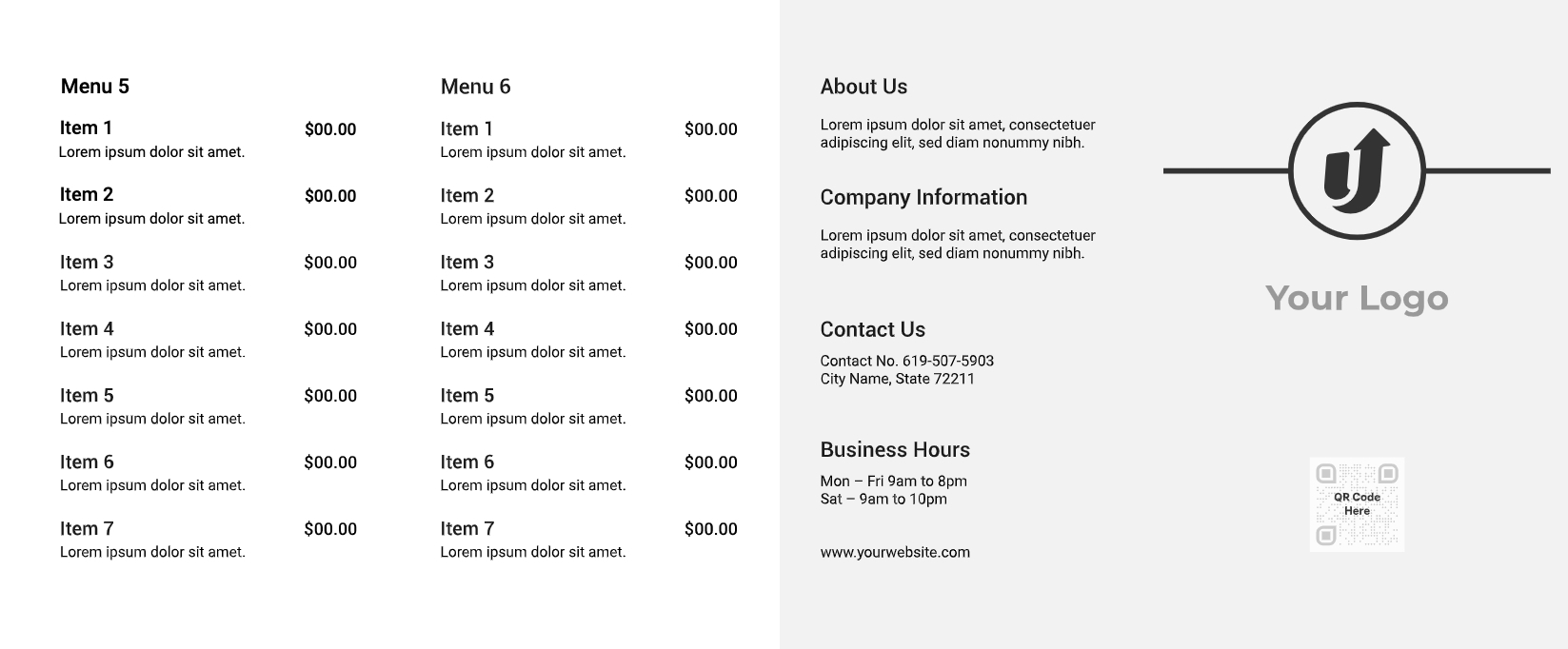 Pocket Menus Design Template
