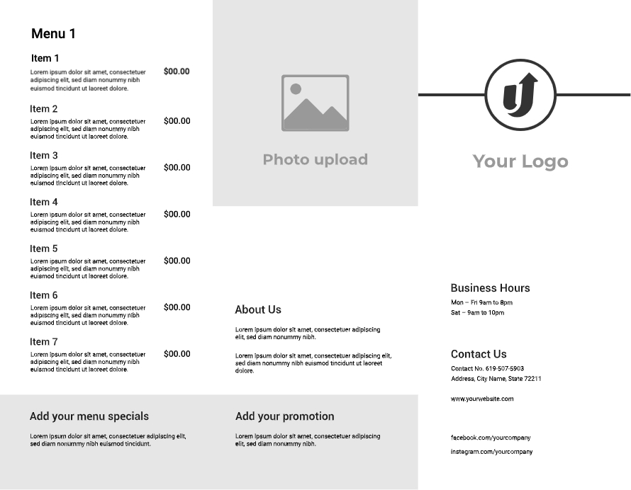 Take-out Menus Design Template